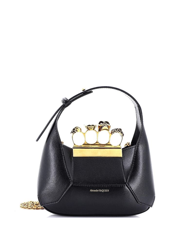 Alexander McQueen 100% Leather Black Jewelled Hobo Leather Mini One size - photo 1