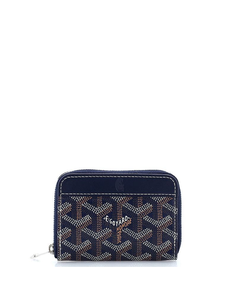 Goyard 100% Coatead Canvas Blue Matignon Zip Wallet Coated Canvas with Leather Mini One size - photo 1