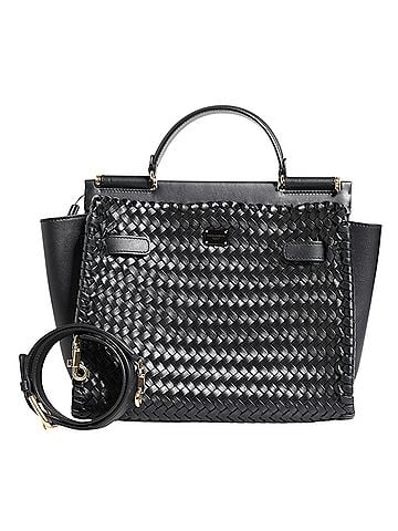 Dolce & Gabbana Basic Black Leather Sicily Top Handle Shoulder Women's Bag (view 1)