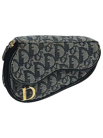 Dior Saddle Navy Canvas Clutch Bag (view 1)
