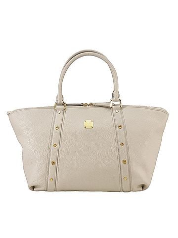 MCM White Leather Tote Bag (view 1)