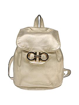 Salvatore Ferragamo Gancini Gold Leather Backpack Bag (view 1)