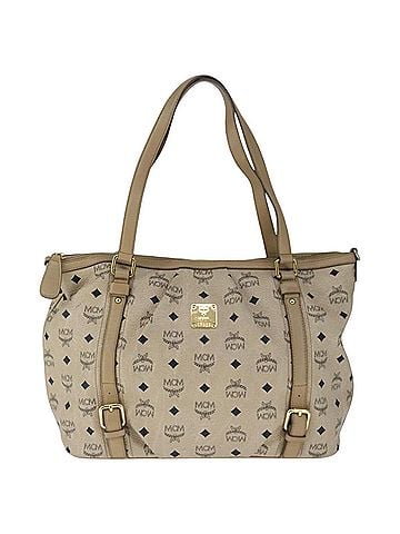 MCM Visetos Beige Canvas Tote Bag (view 1)