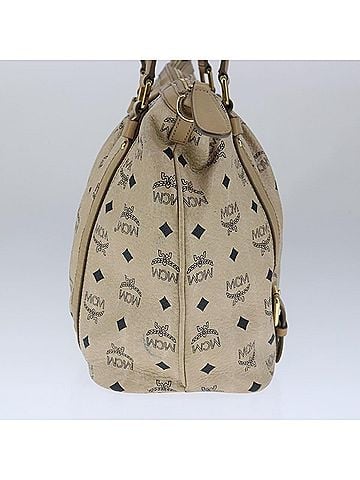MCM Visetos Beige Canvas Tote Bag (view 2)