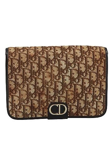 Dior Trotter Brown Canvas Clutch Bag (view 1)