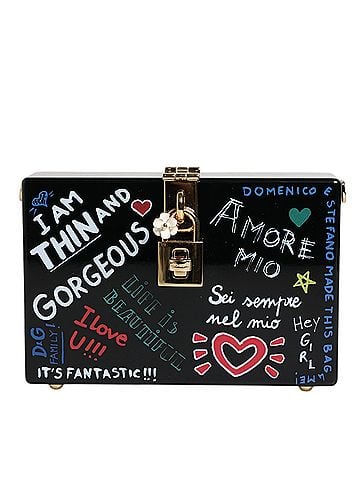 Dolce & Gabbana Basic Black Graffiti Print Clutch Crossbody Women's Bag (view 1)