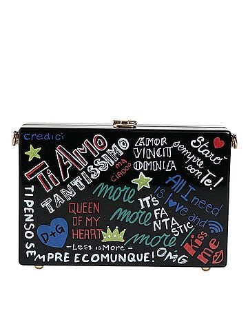 Dolce & Gabbana Basic Black Graffiti Print Clutch Crossbody Women's Bag (view 2)