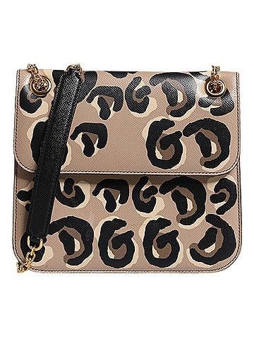 Dolce & Gabbana Basic Beige DG Leopard Pattern Leather Crossbody Women's Bag (view 1)