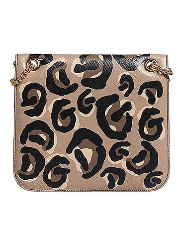Dolce & Gabbana Basic Beige DG Leopard Pattern Leather Crossbody Women's Bag (view 2)
