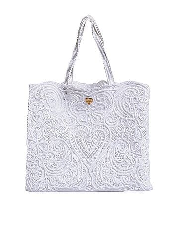 Dolce & Gabbana Basic White Cordonetto Lace Beatrice Shopping Tote Women's Bag (view 1)