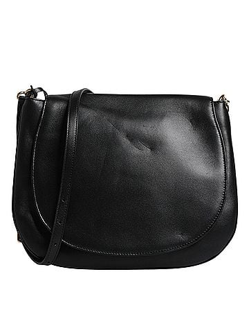 Dolce & Gabbana Basic Black Leather Flap Saddle Shoulder Women's Bag (view 1)