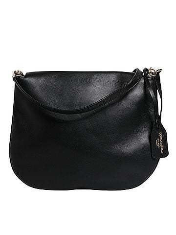 Dolce & Gabbana Basic Black Leather Flap Saddle Shoulder Women's Bag (view 2)