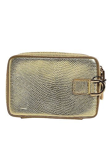 Dolce & Gabbana Basic Gold Leather DG Logo Plaque Zip Around Clutch Women's Bag (view 2)