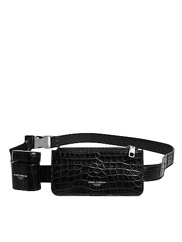 Dolce & Gabbana Basic Black Alligator Leather Airpods Case Coin Purse Women's Wallet (view 1)