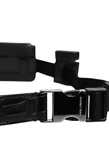 Dolce & Gabbana Basic Black Alligator Leather Airpods Case Coin Purse Women's Wallet (view 2)