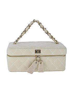 Chanel Vanity Beige Canvas Clutch Bag (view 1)