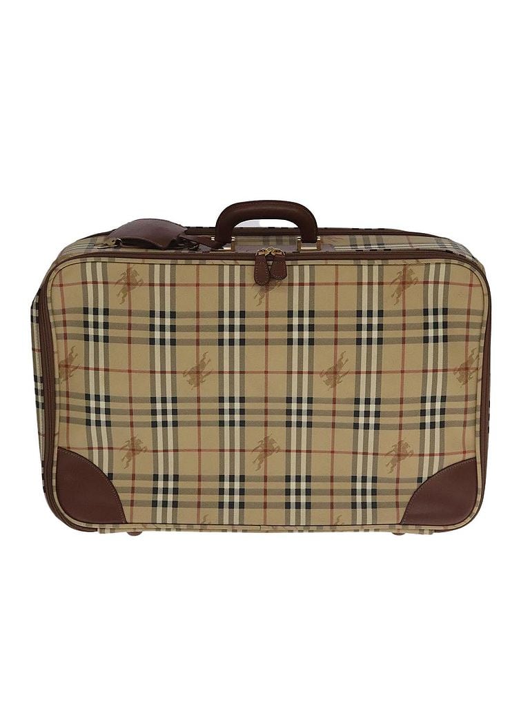 Burberry 100% Canvas Solid Tan Nova Check Beige Canvas Travel Bag One size - photo 1