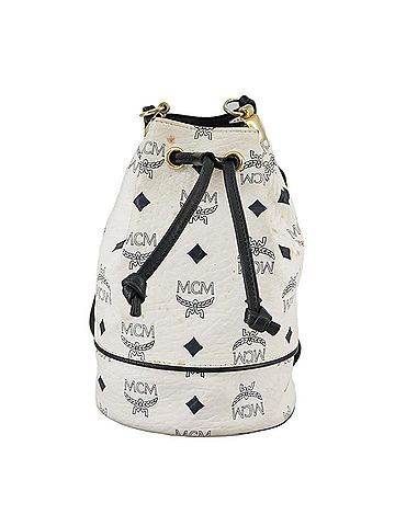 MCM Visetos White Canvas Shoulder Bag (view 1)