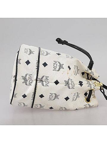 MCM Visetos White Canvas Shoulder Bag (view 2)