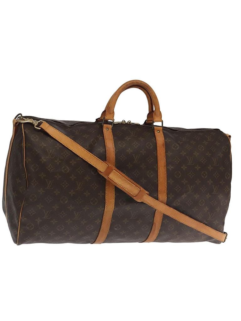 Louis Vuitton 100% Canvas Solid Brown Keepall Bandoulière 60 Brown Canvas Travel Bag One size - photo 1
