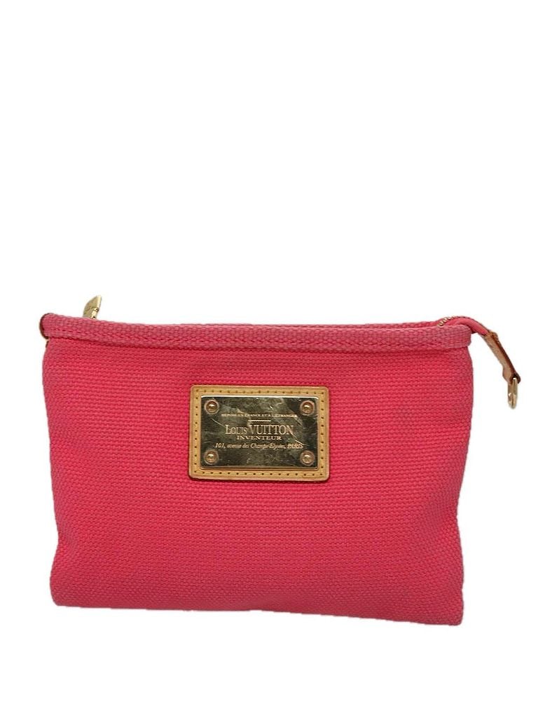 Louis Vuitton 100% Canvas Solid Pink Antigua Pink Canvas Clutch Bag One size - photo 1