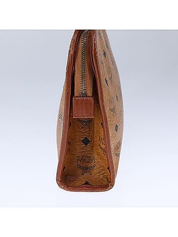MCM Visetos Brown Canvas Clutch Bag (view 2)