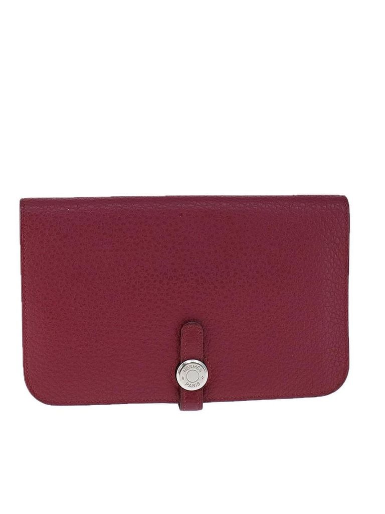 Hermès 100% Leather Solid Red Dogon Burgundy Leather Wallet One size - photo 1