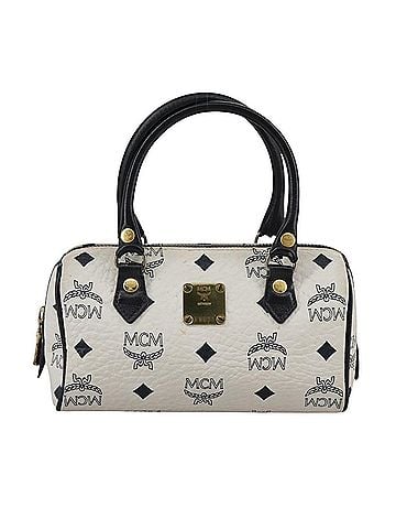 MCM Visetos White Canvas Handbag (view 1)