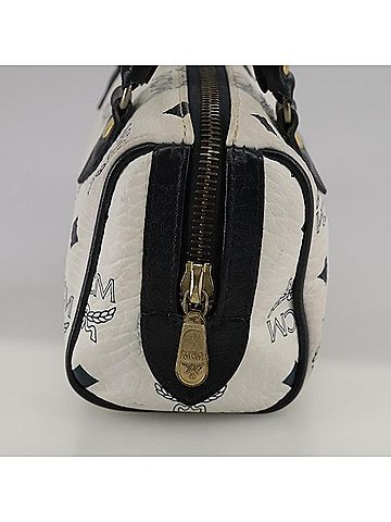 MCM Visetos White Canvas Handbag (view 2)