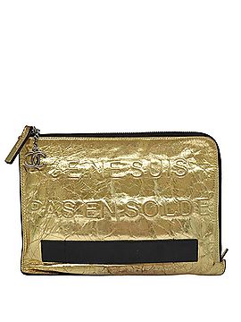 Chanel Coco Mark Gold Leather Clutch Bag (view 1)