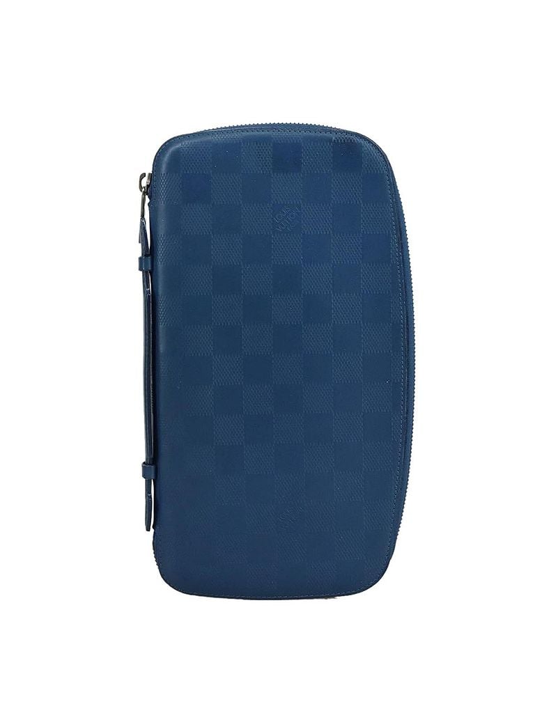 Louis Vuitton 100% Leather Solid Blue Atholl Blue Leather Clutch Bag One size - photo 1
