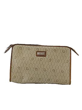 Dior Honeycomb Beige Canvas Clutch Bag (view 1)