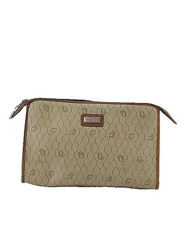 Dior Honeycomb Beige Canvas Clutch Bag (view 1)