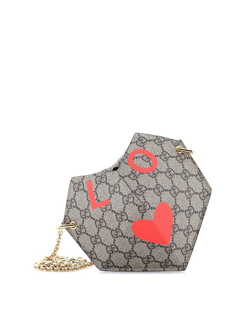 Gucci 100% Coatead Canvas Brown Valentine's Day Heart Bag Printed GG Coated Canvas Small One size - photo 1