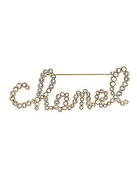 Chanel Swirling Logo Brooch Metal with Crystal and Faux Pearls (view 1)