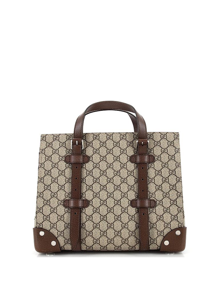 Gucci Brown Buckle Travel Tote GG Coated Canvas with Leather Medium One size - photo 1