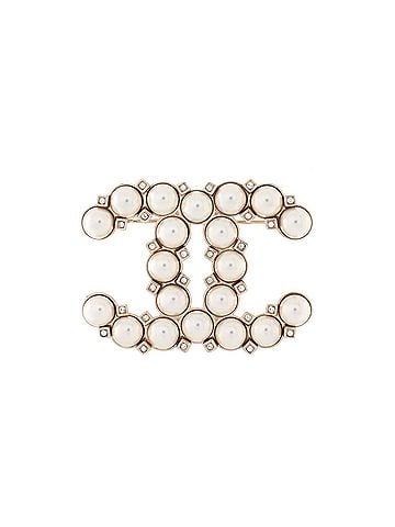 Chanel CC Brooch Metal with Crystals and Faux Pearls (view 1)