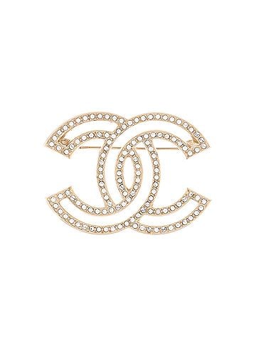 Chanel CC Cut-Out Brooch Metal with Crystals (view 1)