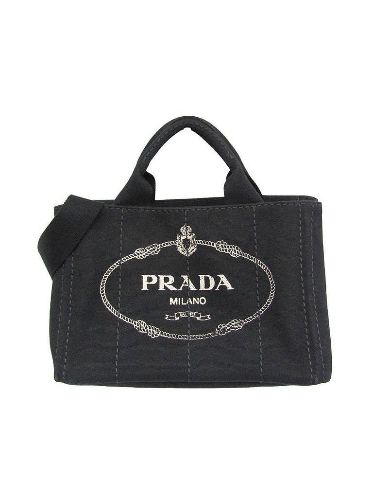 Prada 100% Canvas Solid Black Canapa Black Canvas Shoulder Bag One size - photo 1