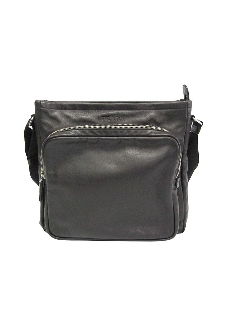 Prada 100% Leather Solid Black Black Leather Shopper Bag One size - photo 1