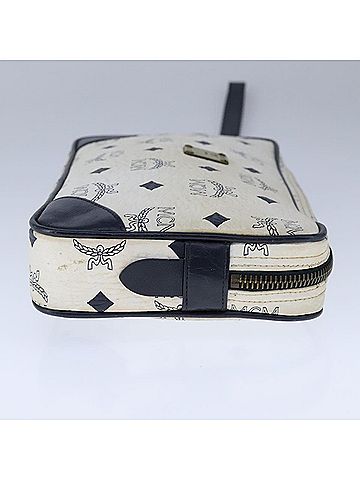 MCM Visetos White Canvas Clutch Bag (view 2)