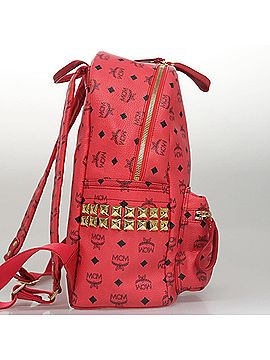 MCM Stark Visetos Red Canvas Backpack Bag (view 2)