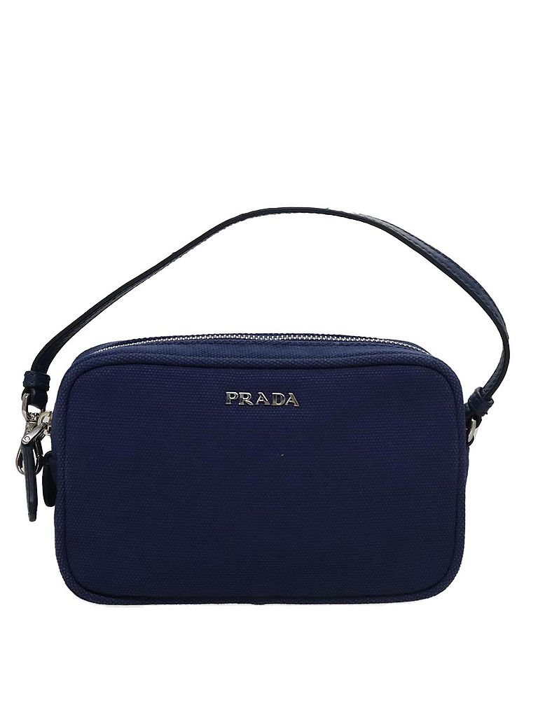 Prada 100% Canvas Solid Blue Navy Canvas Clutch Bag One size - photo 1