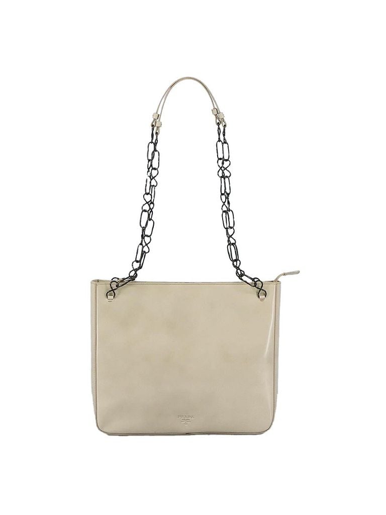 Prada 100% Patent Leather Solid Tan Beige Patent Leather Shoulder Bag One size - photo 1