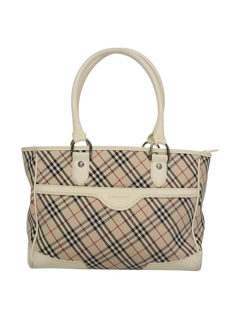 Burberry 100% Canvas Solid Tan Nova Check Beige Canvas Tote Bag One size - photo 1