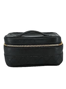 Chanel Vanity Black Leather Clutch Bag (view 1)