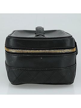 Chanel Vanity Black Leather Clutch Bag (view 2)