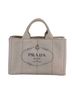 Prada 100% Canvas Solid Gray Canapa Grey Canvas Tote Bag One size - photo 1