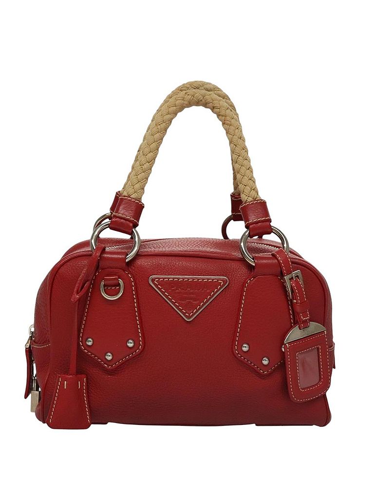 Prada 100% Leather Solid Red Red Leather Handbag One size - photo 1