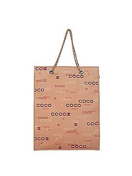 Chanel Coco Mark Pink Canvas Tote Bag (view 1)
